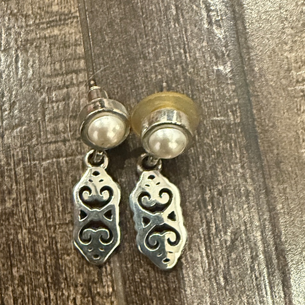 Brighton Silver and Pearl Drop Earrings